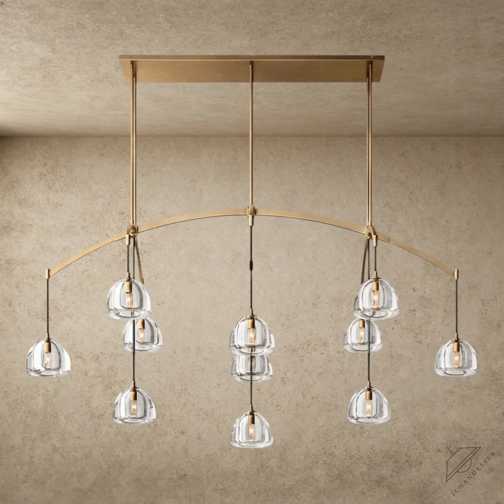 72" / Brass Hemisphere Linear Chandelier 54", 72"