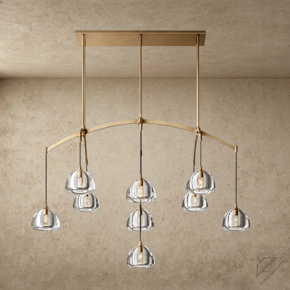 54" / Brass Hemisphere Linear Chandelier 54", 72"