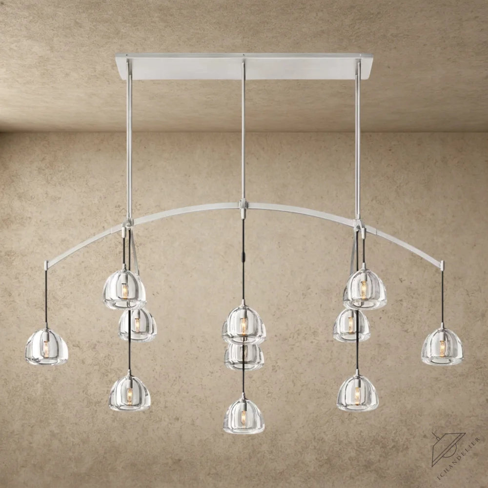72" / Nickle Hemisphere Linear Chandelier 54", 72"