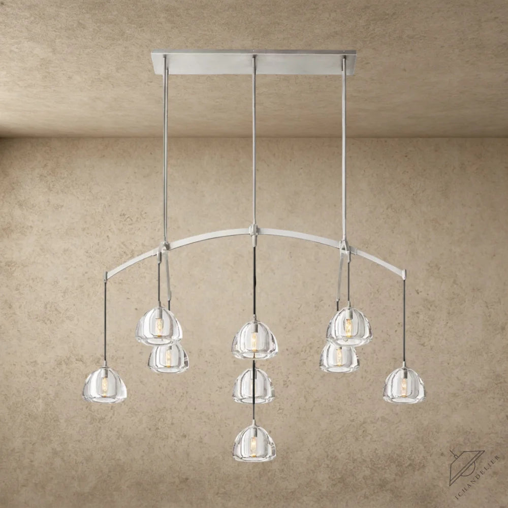 54" / Nickle Hemisphere Linear Chandelier 54", 72"