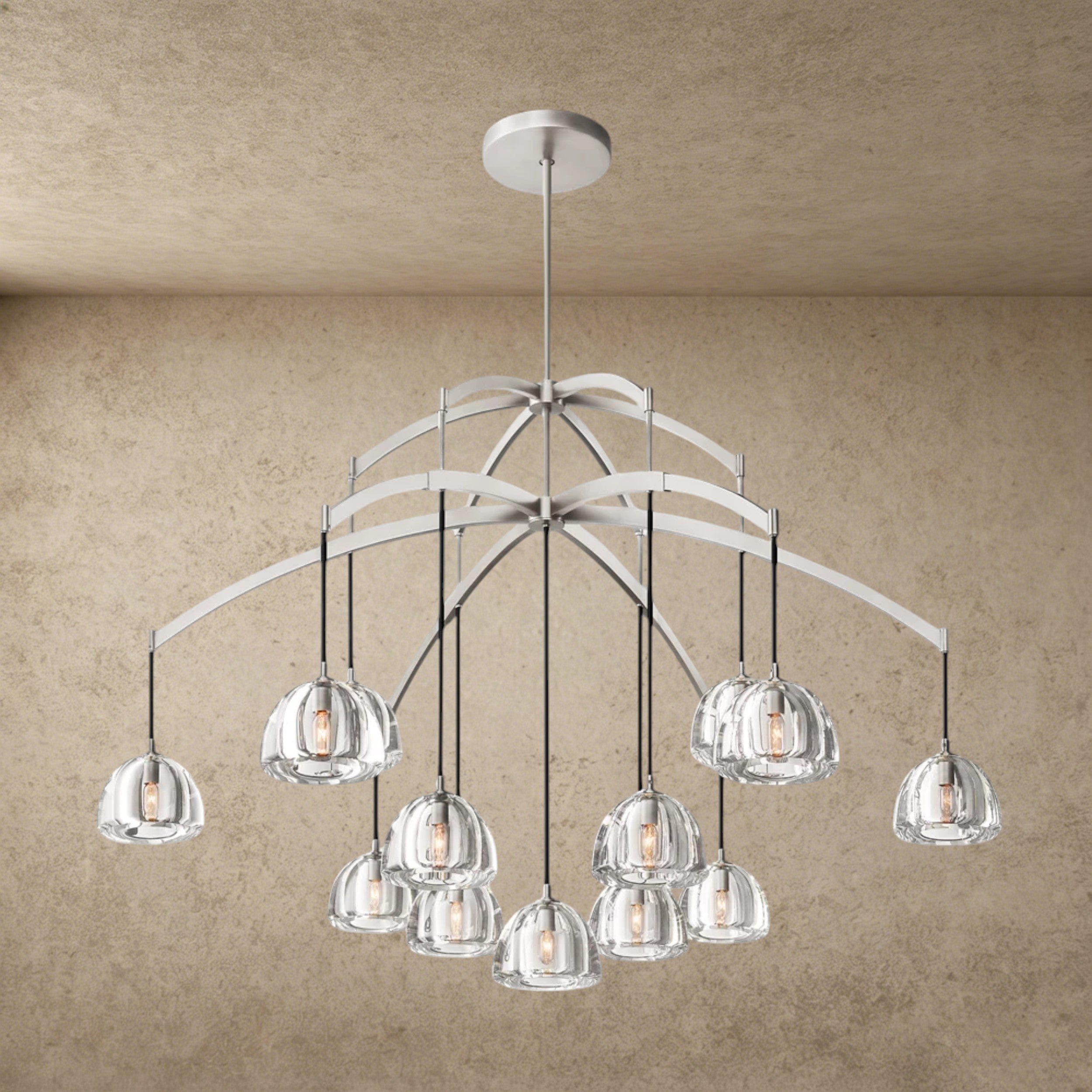 60" / Nickle Hemisphere Round Chandelier 36", 48", 60"