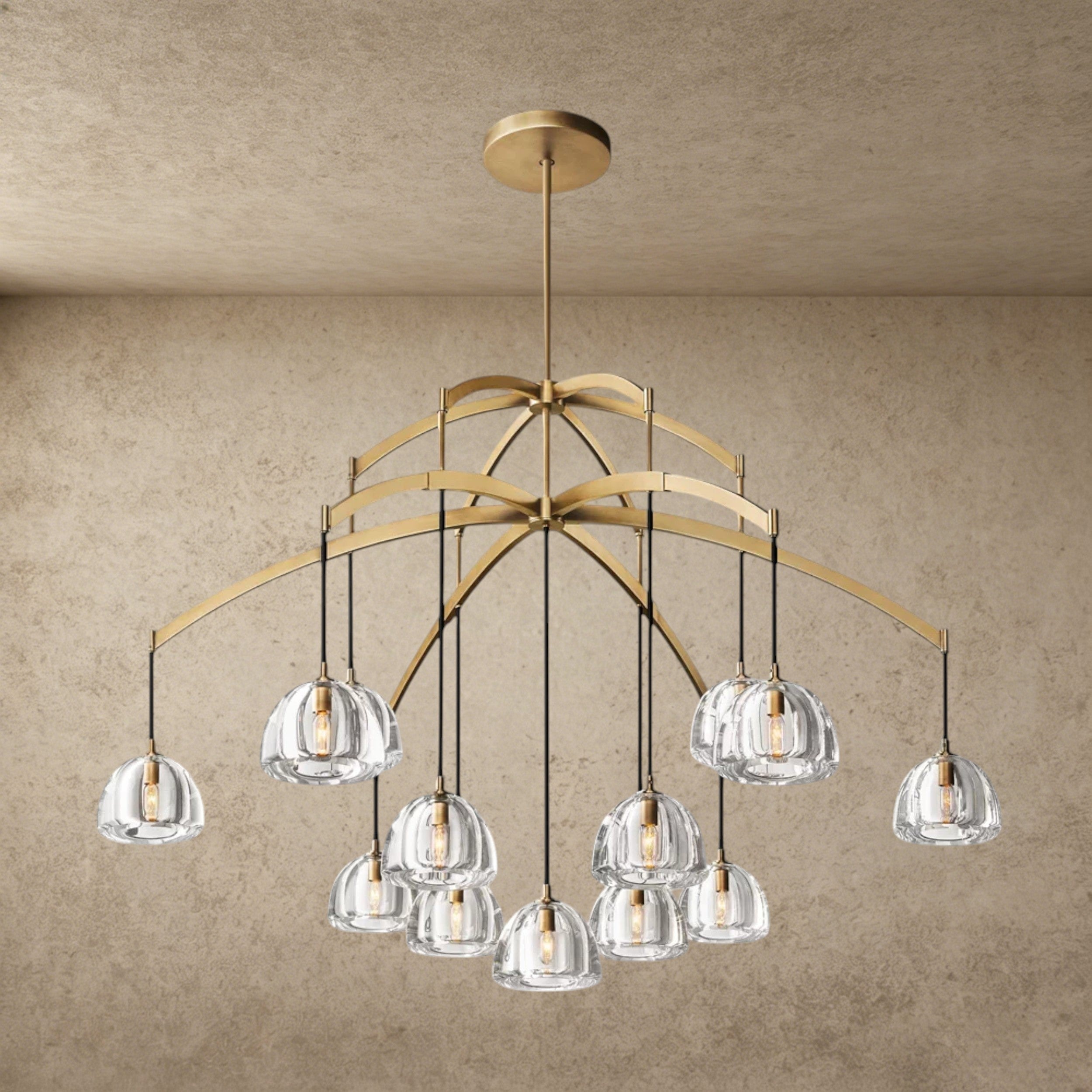 60" / Brass Hemisphere Round Chandelier 36", 48", 60"