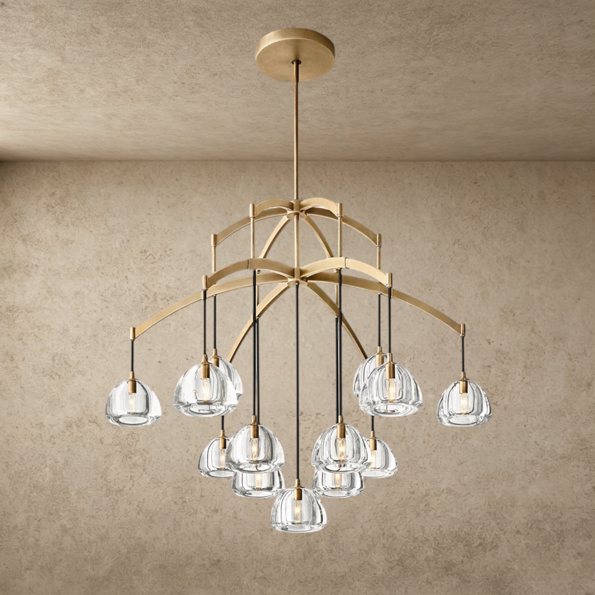 48" / Brass Hemisphere Round Chandelier 36", 48", 60"