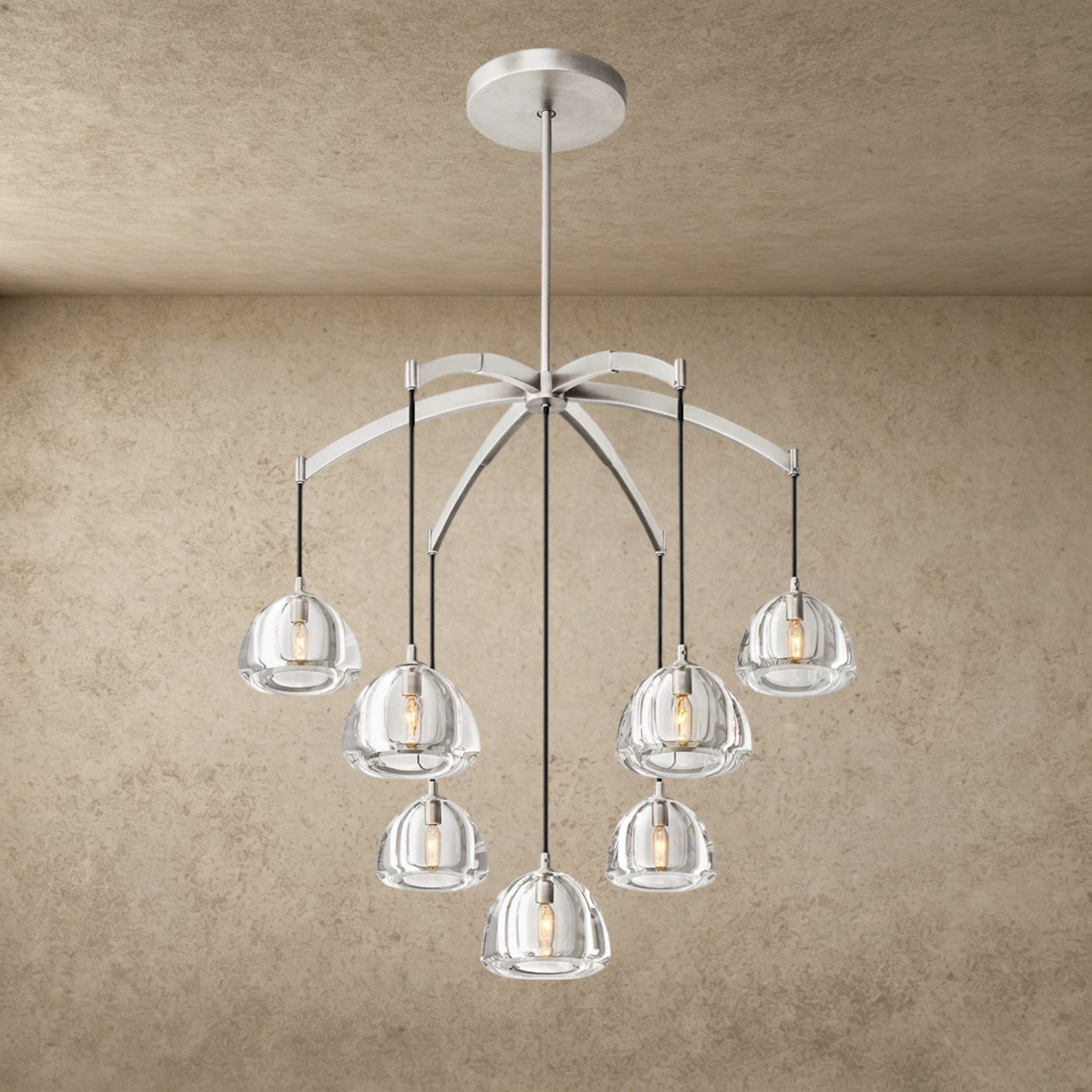 36" / Nickle Hemisphere Round Chandelier 36", 48", 60"