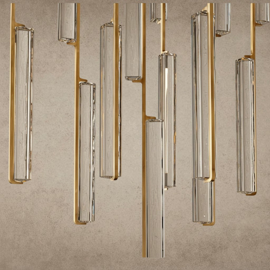ichandelier Audubon 水晶圆形吊灯，金色金属框架，透明水晶管，现代奢华设计