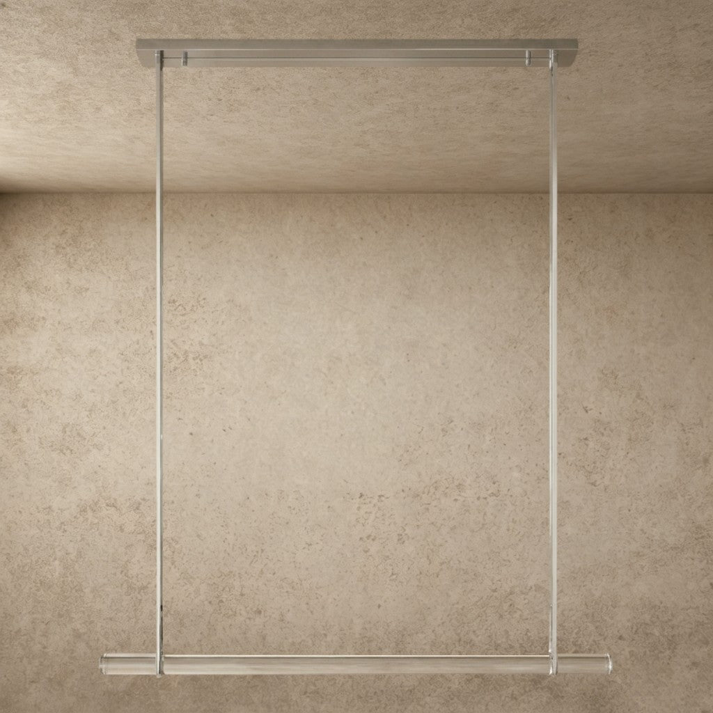 ichandelier Audubon Crystal Linear Single Bar Chandelier, modern brushed nickel finish, clear crystal bar, pendant light