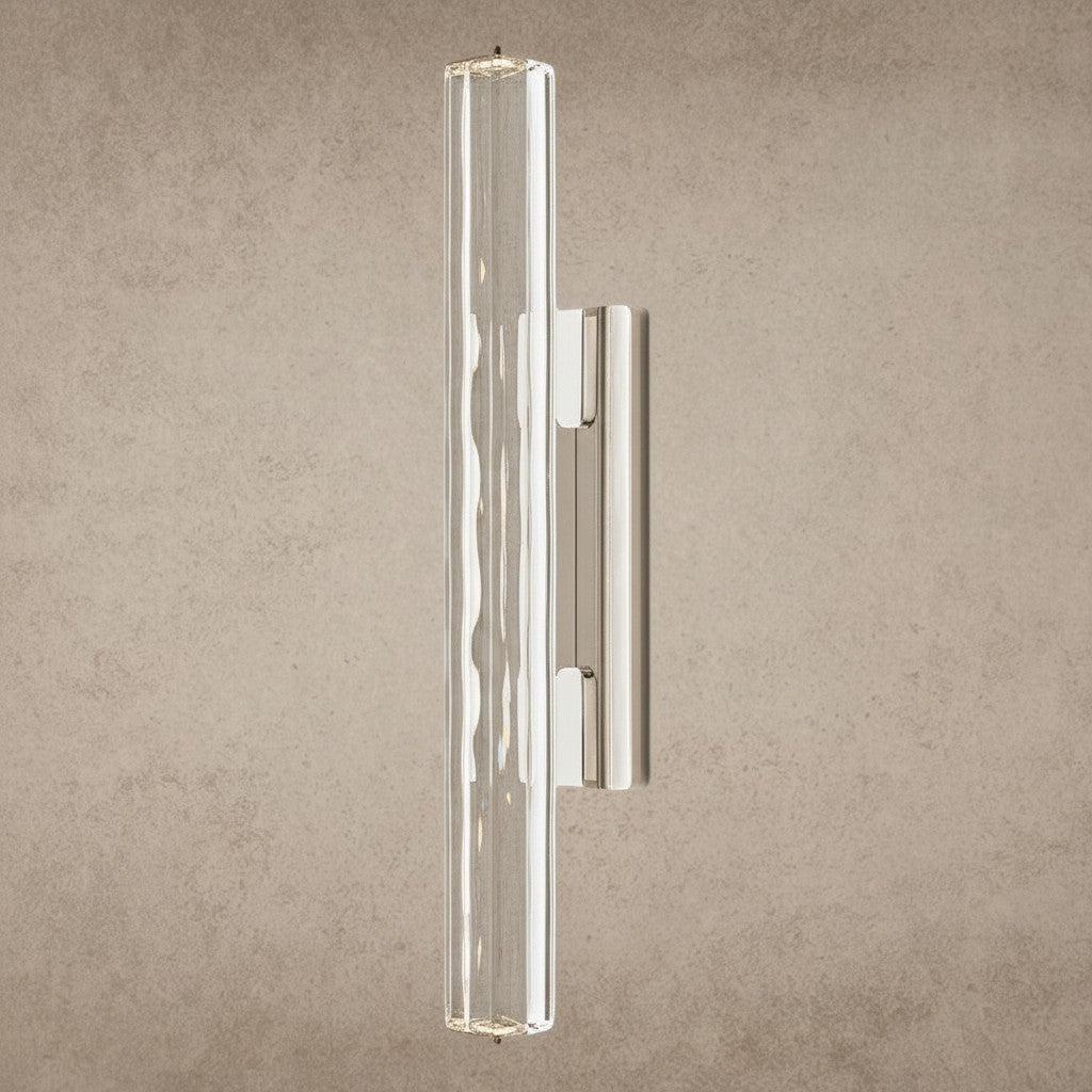 ichandelier Audubon Crystal Single Sconce, clear textured glass and polished chrome wall light