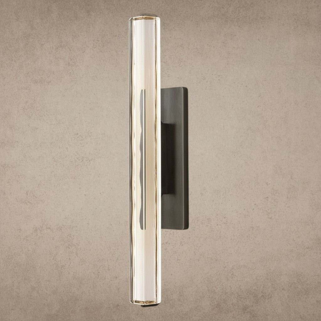 ichandelier Audubon Crystal Single Sconce, vertical clear glass and brushed nickel wall light