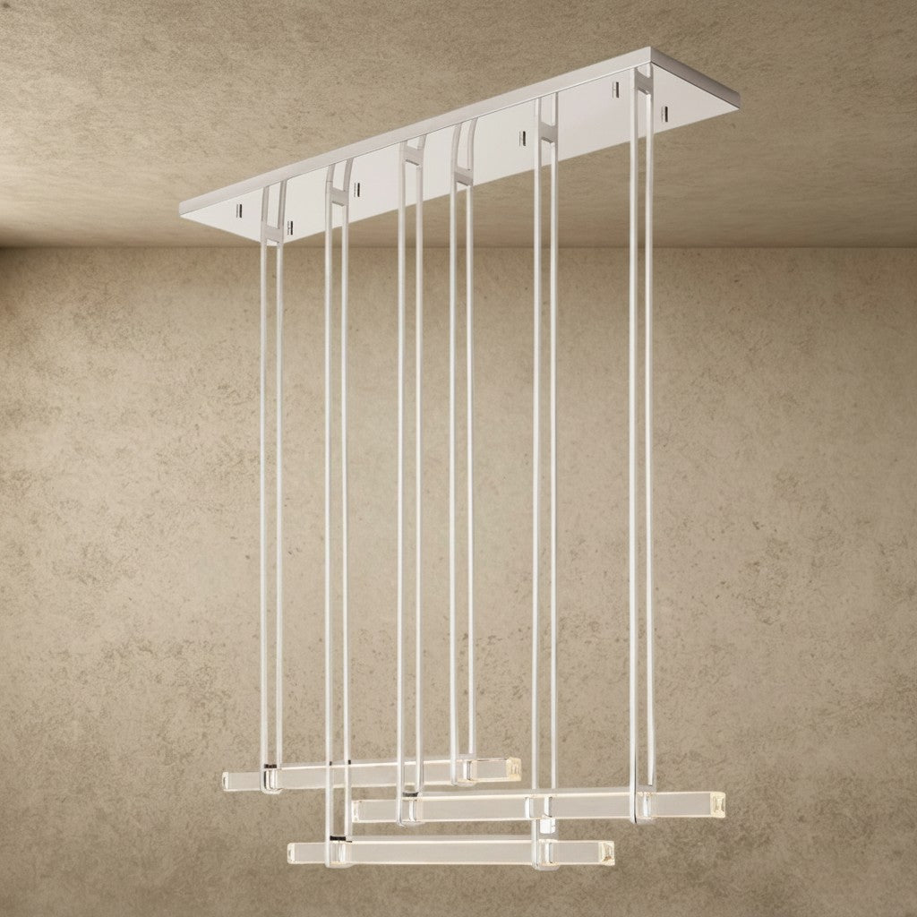 ichandelier Crystal Triple Bar Linear Chandelier, modern, 60-inch, clear acrylic rods, chrome finish