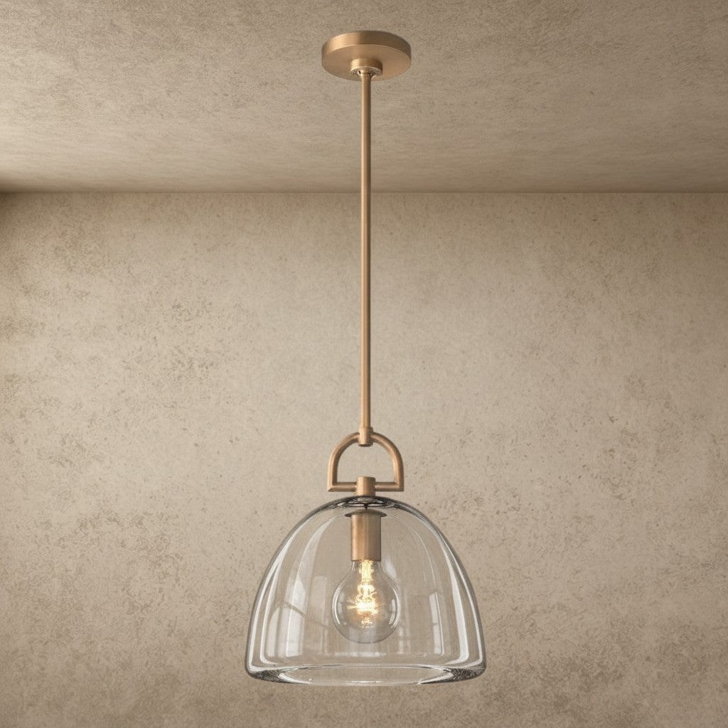 ichandelier Botanist-Dome-Pendant, 1-light clear glass dome pendant light with brass hardware