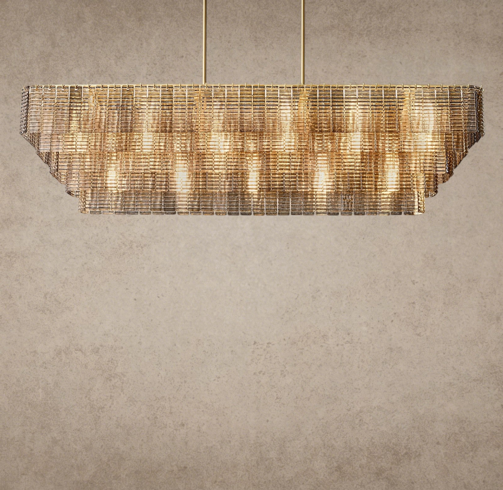 ichandelier Sirene Smoke Glass Rectangular Chandelier, 59 inch, 77 inch, modern, elegant, smoke glass, rectangular shape, warm lighting