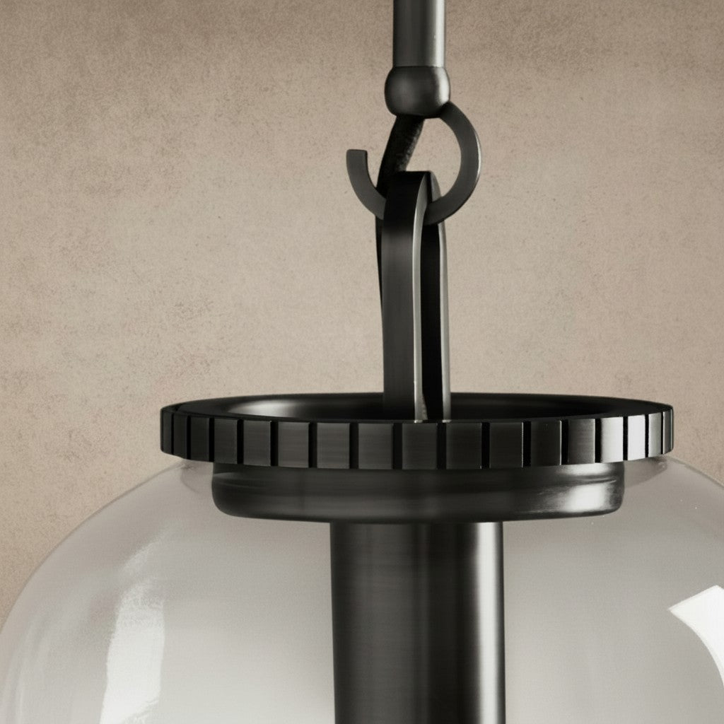 ichandelier Wescott Globe Pendant with Rod, clear glass shade, brushed nickel finish
