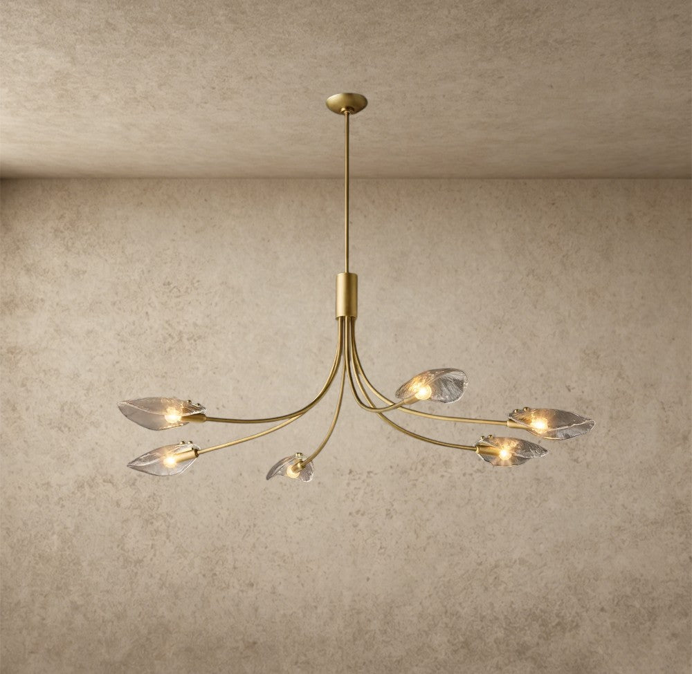 Shell Clear Glass Linear Chandelier 54"