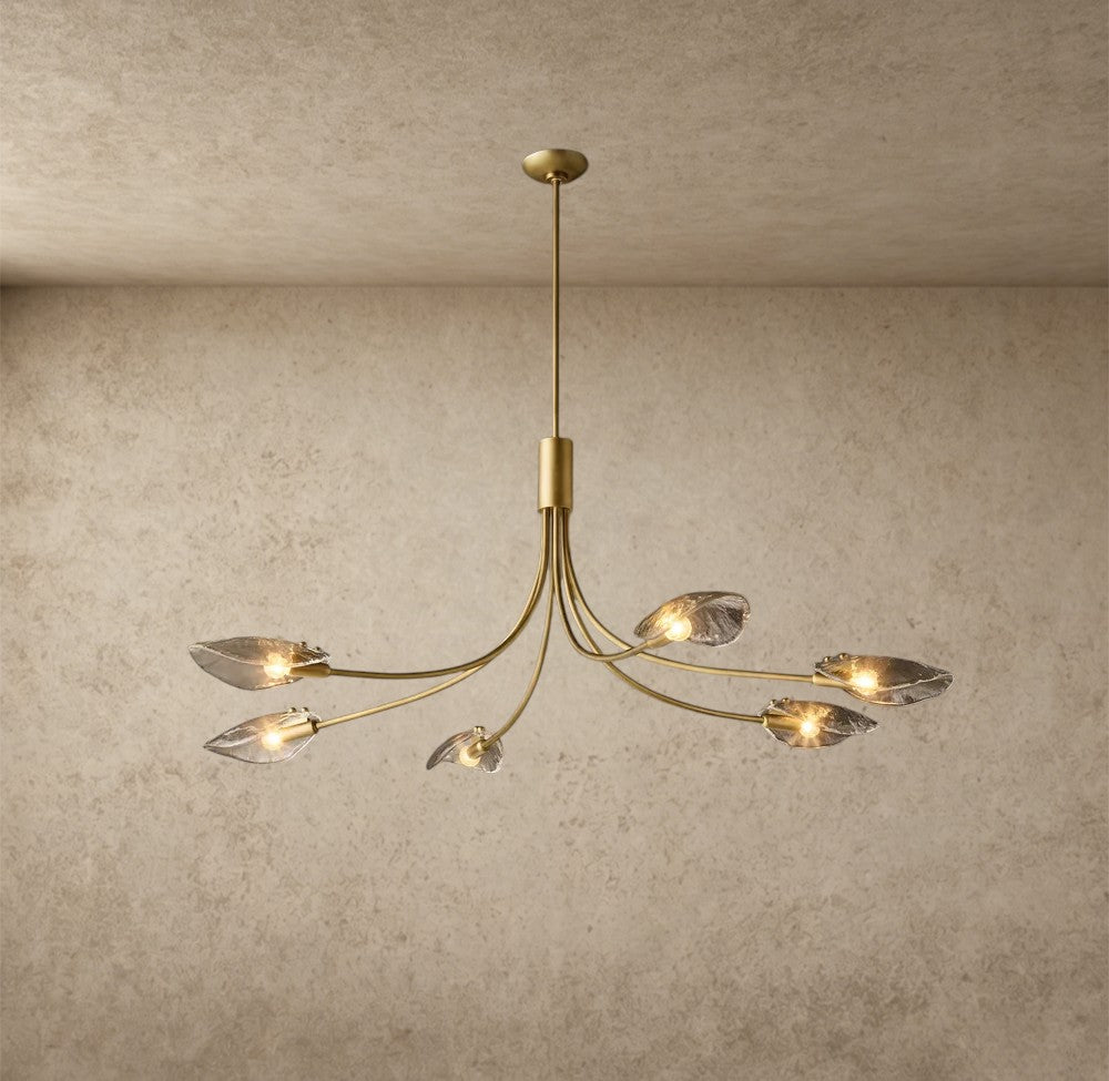 Shell Smoke Glass Linear Chandelier 54"