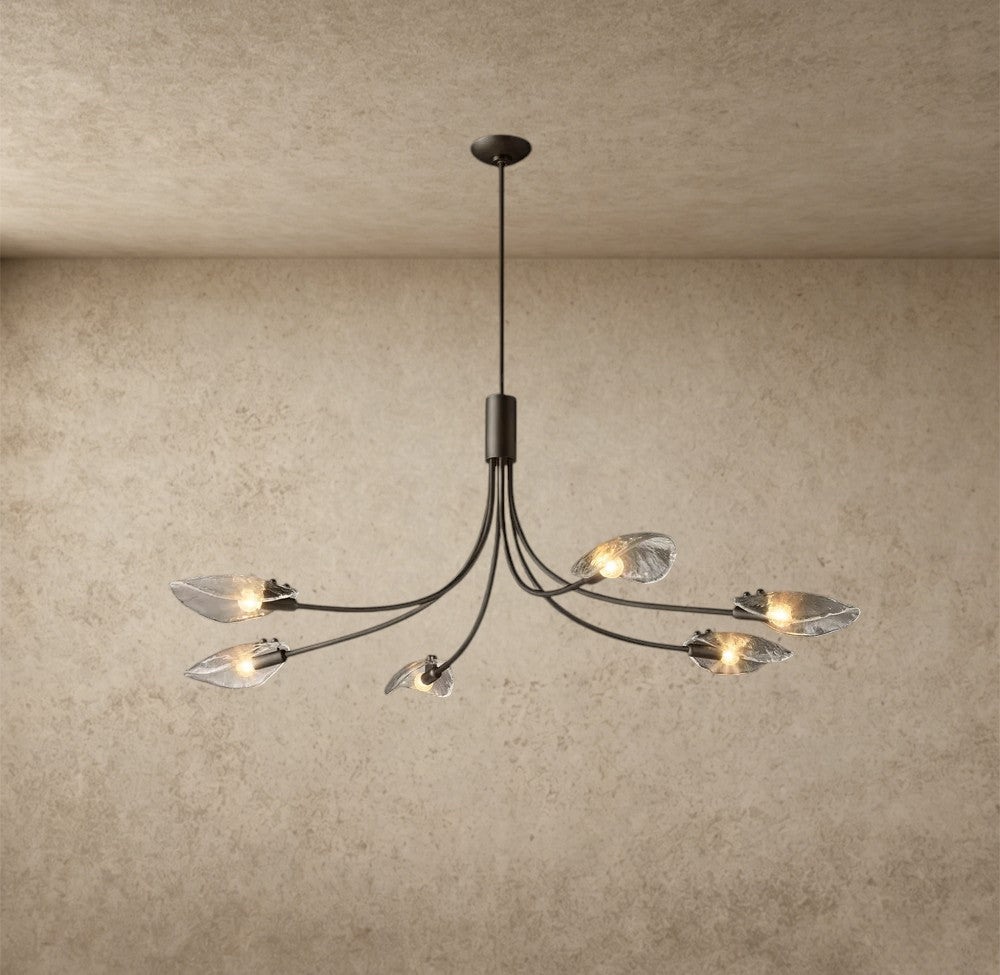Shell Clear Glass Linear Chandelier 54"