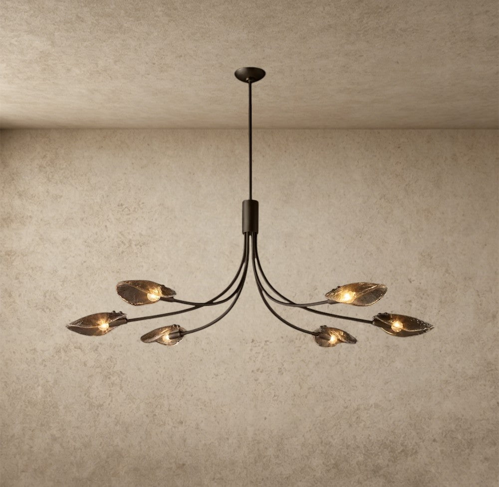 Shell Smoke Glass Linear Chandelier 54"