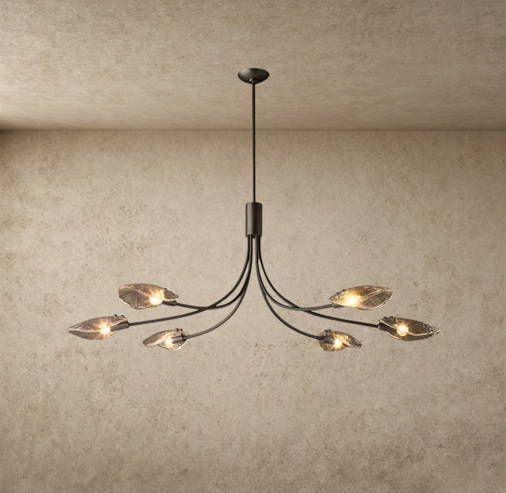 Shell Smoke Glass Linear Chandelier 54"