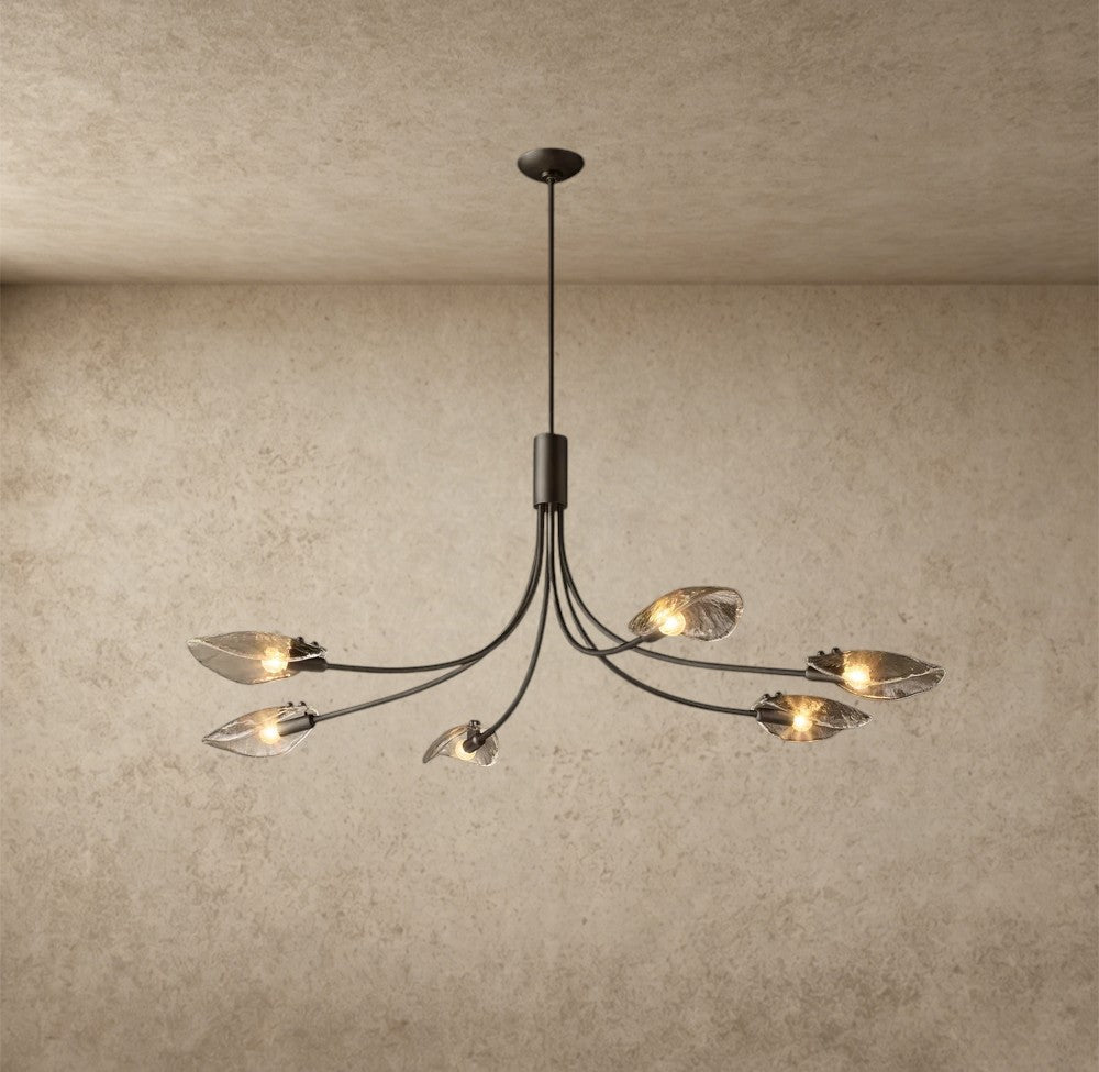 Shell Smoke Glass Linear Chandelier 54"