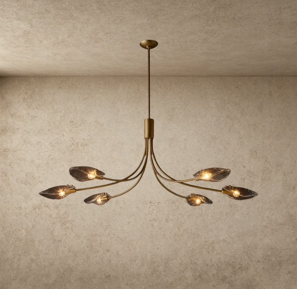 Shell Smoke Glass Linear Chandelier 54"