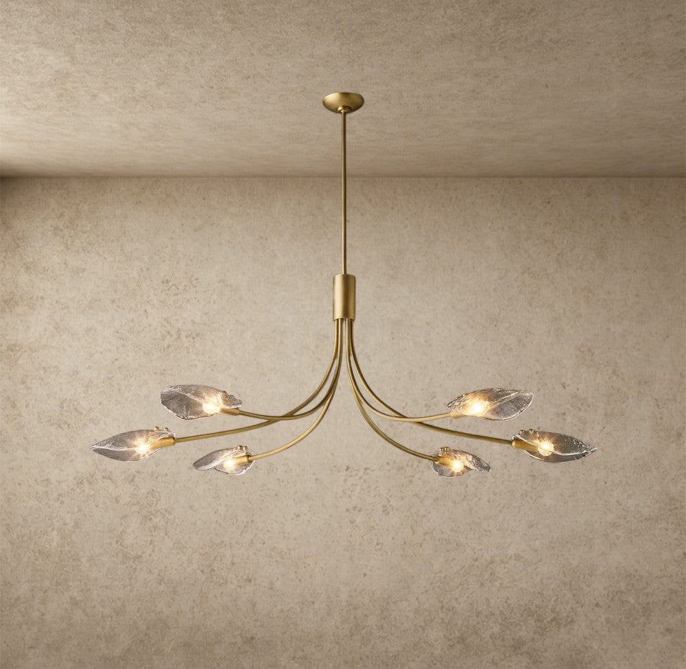 Shell Clear Glass Linear Chandelier 54"