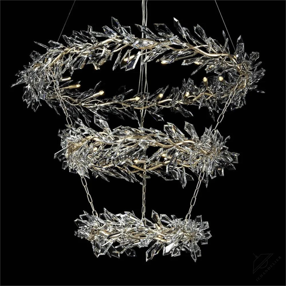 Kotta Thirty-Four-Light Three-Tier Cut-Crystal Pendant Chandelier