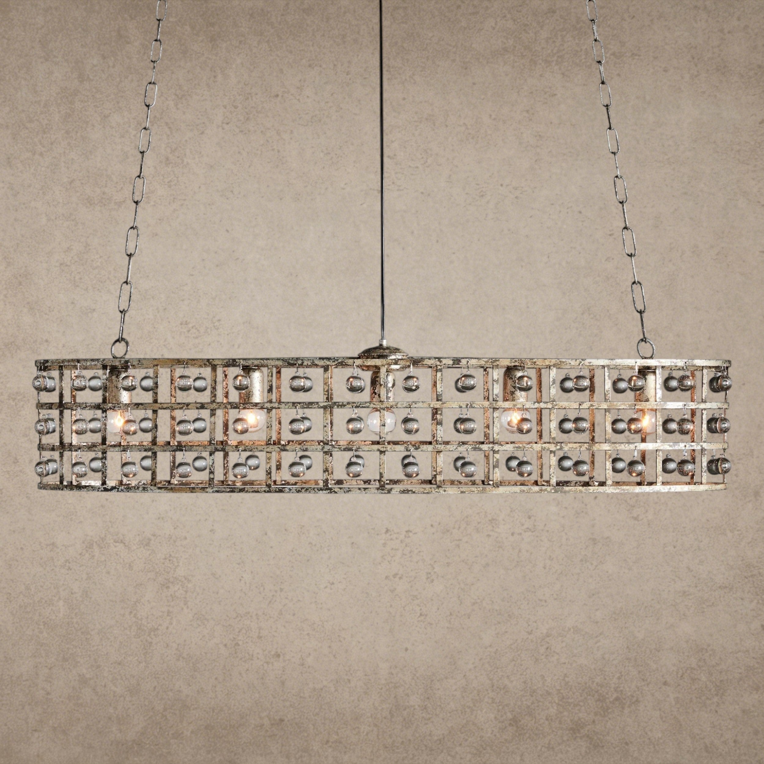 Silver La Cage Oval Chandelier