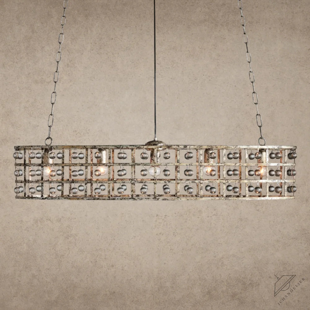 Silver La Cage Oval Chandelier