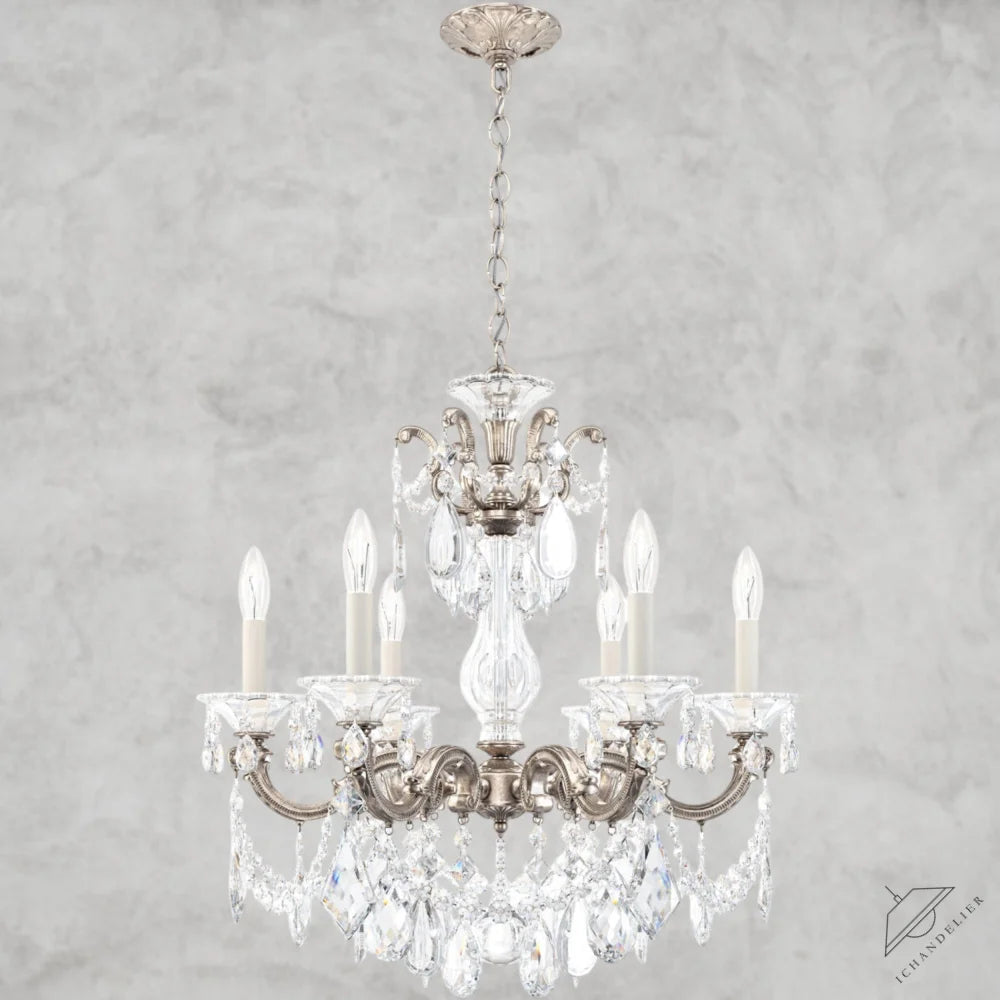 Antique Silver / Clear Heritage Crystal La Scala Chandelier 23"