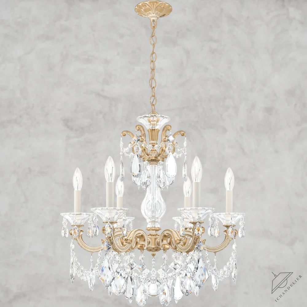 Parchment Gold / Clear Heritage Crystal La Scala Chandelier 23"