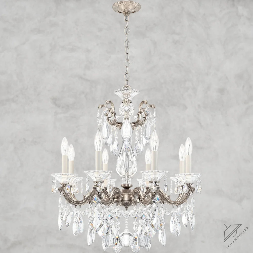 Antique Silver / Clear Heritage Crystal La Scala Chandelier 25"
