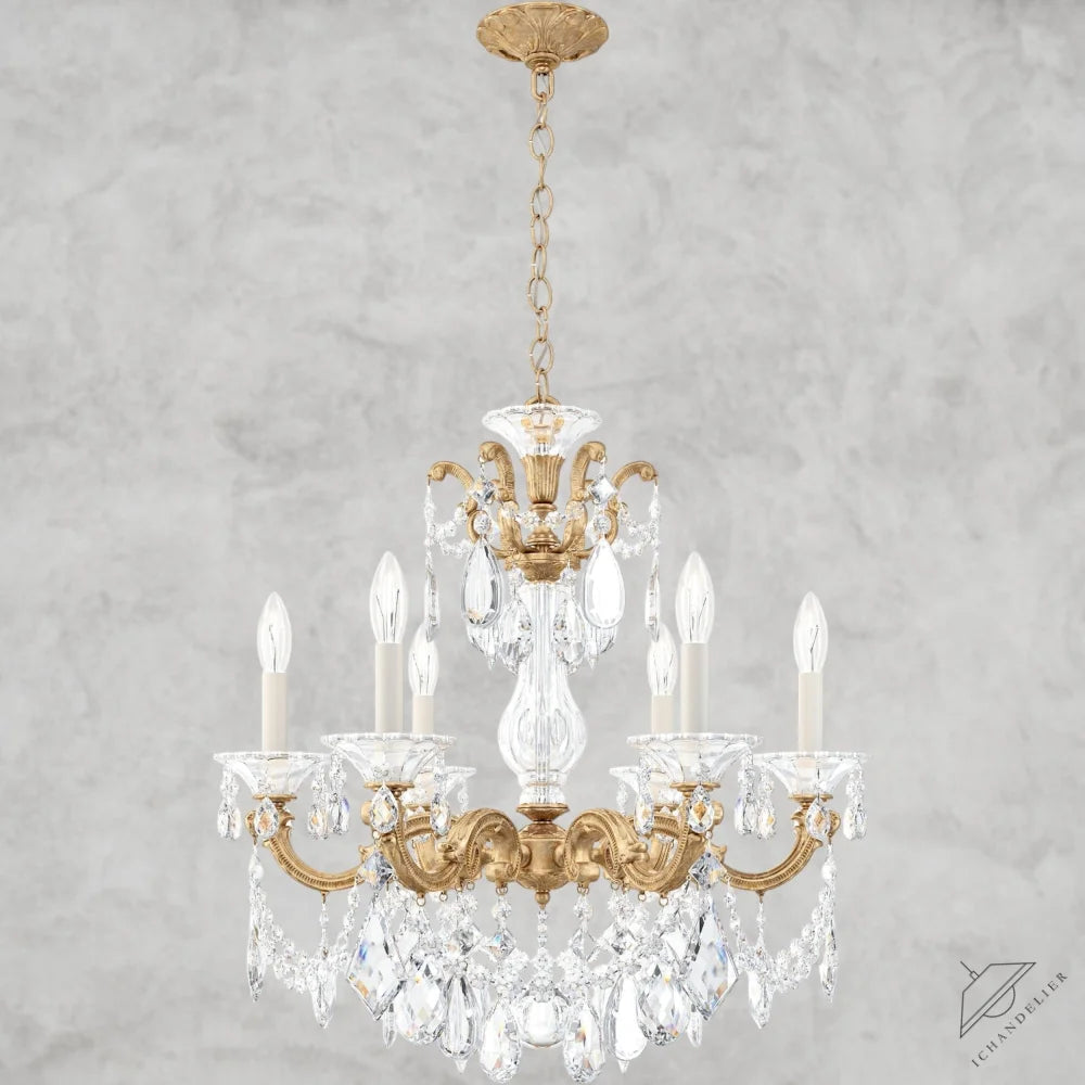 French Gold / Clear Heritage Crystal La Scala Chandelier 23"