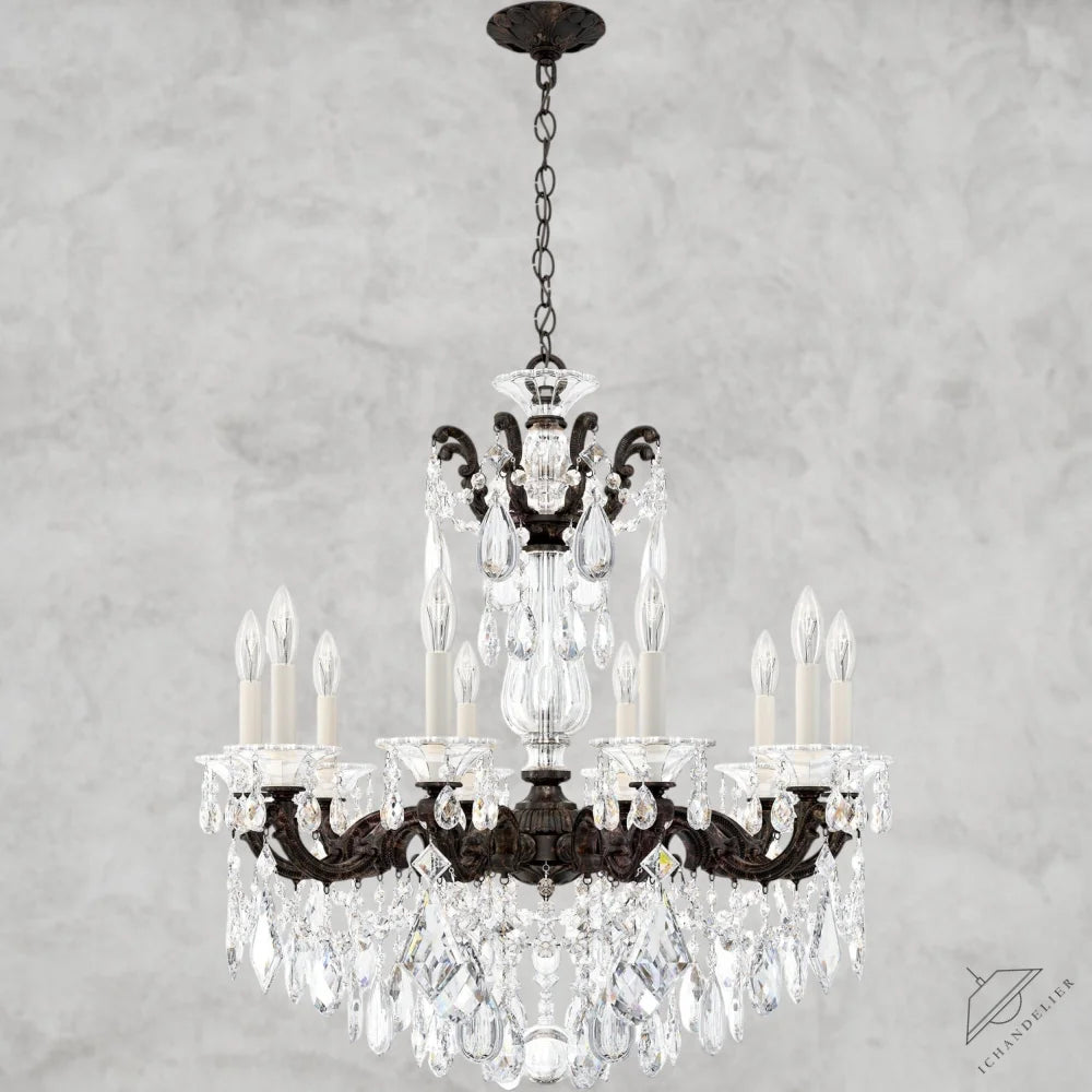 Heirloom Bronze / Clear Heritage Crystal La Scala Chandelier 28"