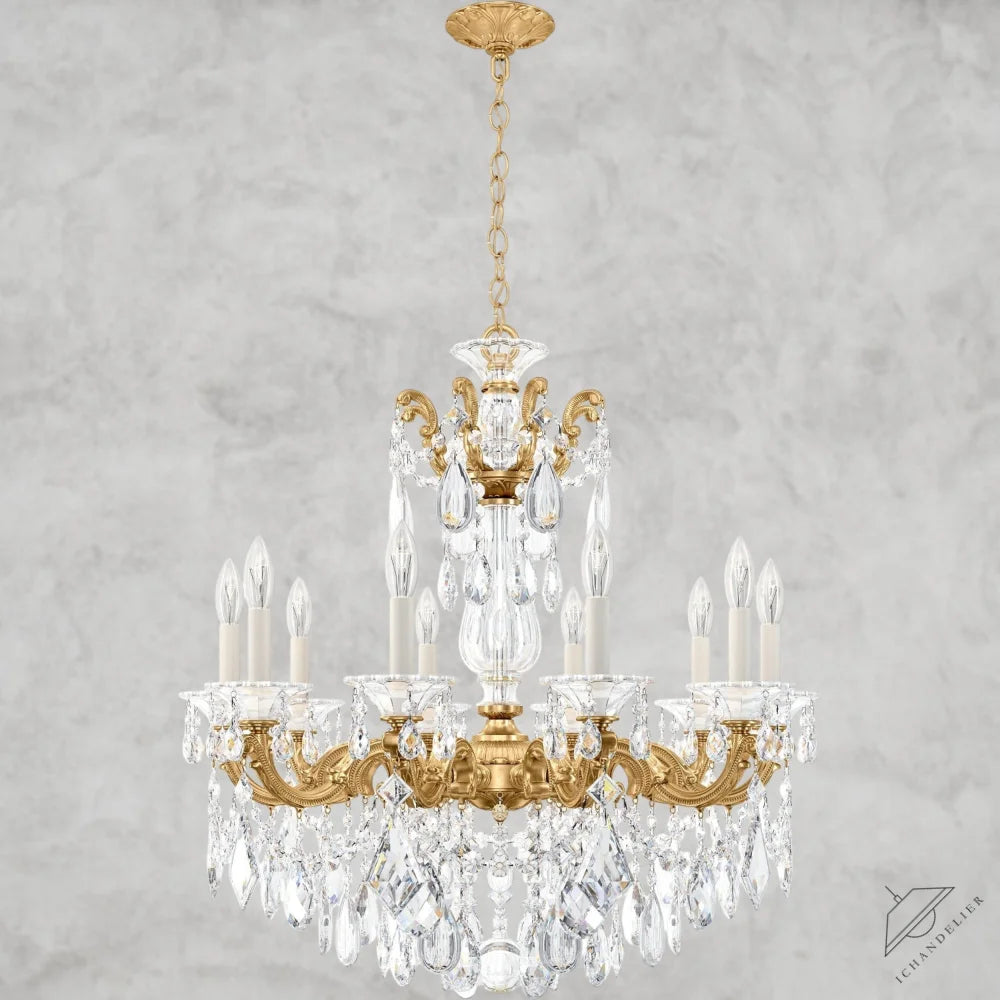 Heirloom Gold / Clear Heritage Crystal La Scala Chandelier 28"