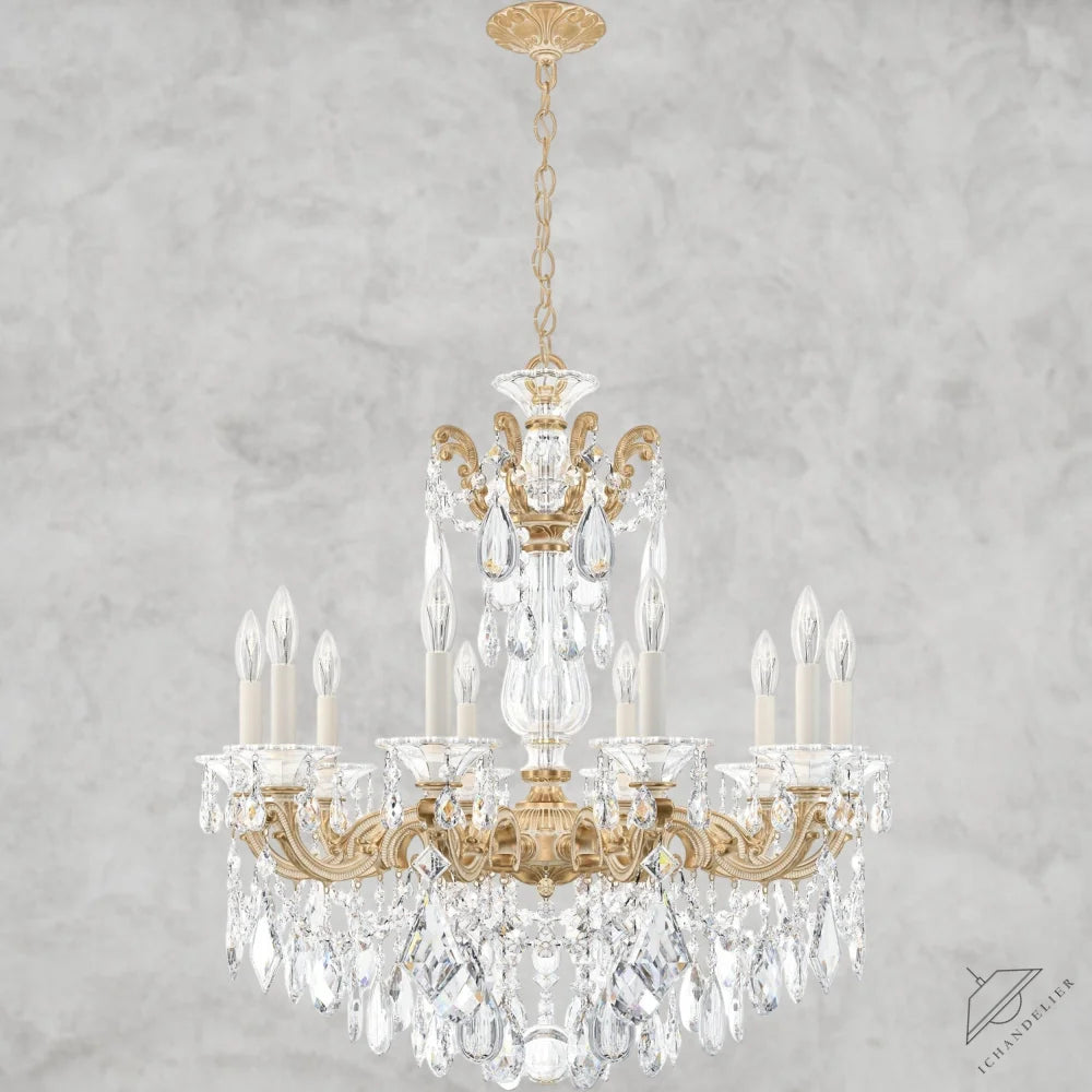 Parchment Gold / Clear Heritage Crystal La Scala Chandelier 28"