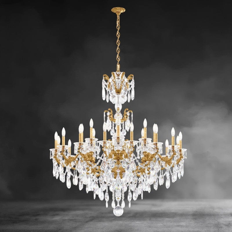 Heirloom Gold / Clear Heritage Crystal La Scala Chandelier 46"