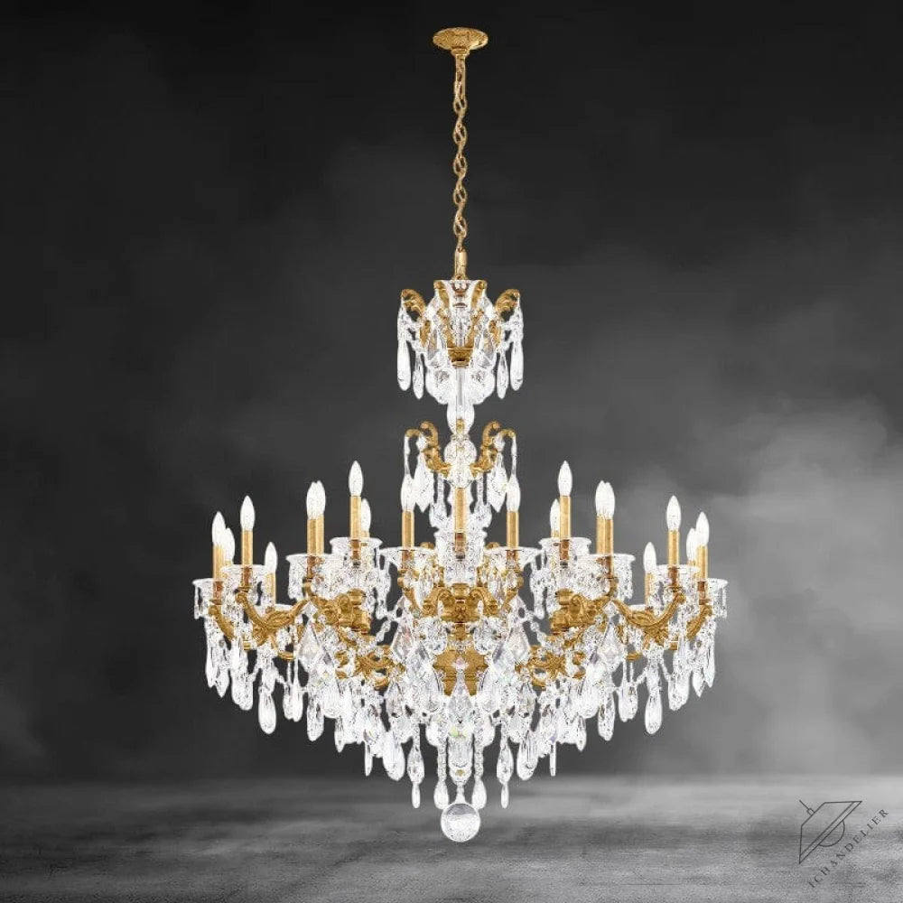 Heirloom Gold / Clear Heritage Crystal La Scala Chandelier 46"