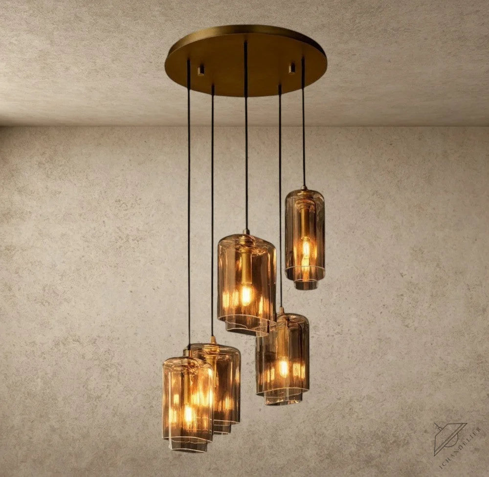 Lacour Amber Glass Cluster Chandelier