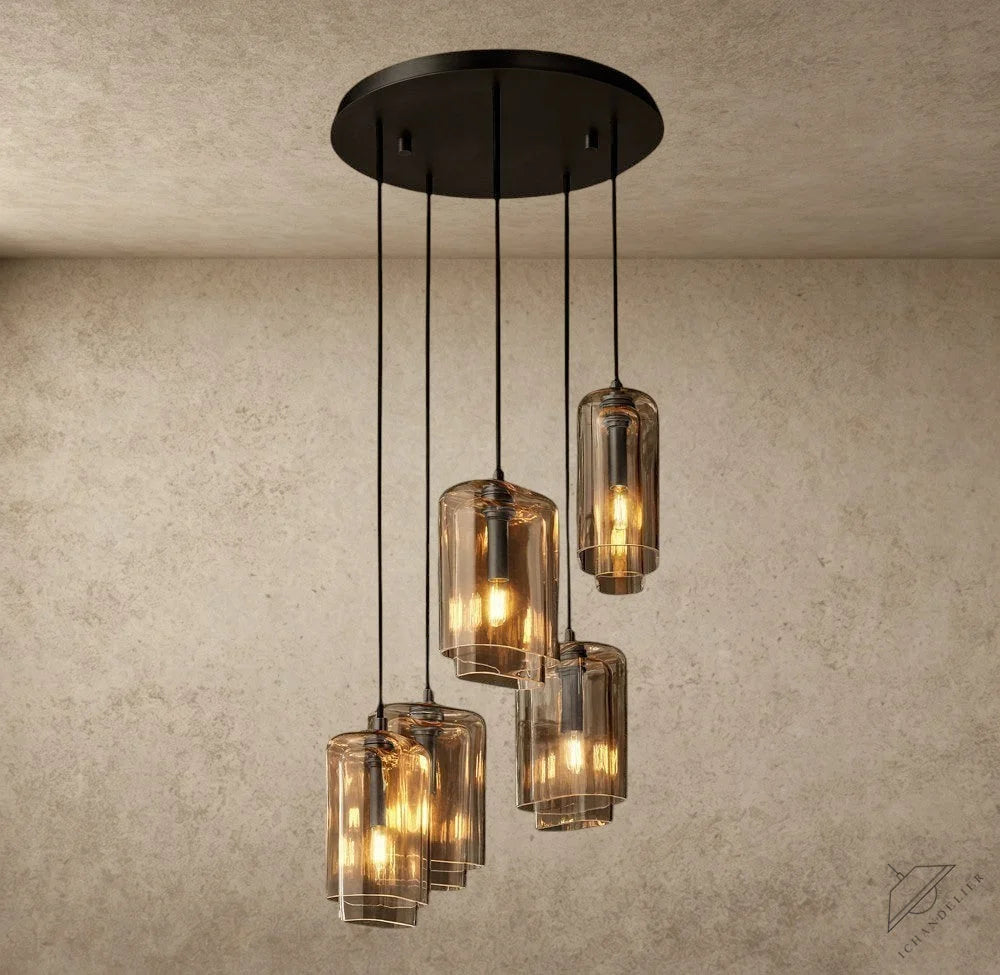 Lacour Amber Glass Cluster Chandelier