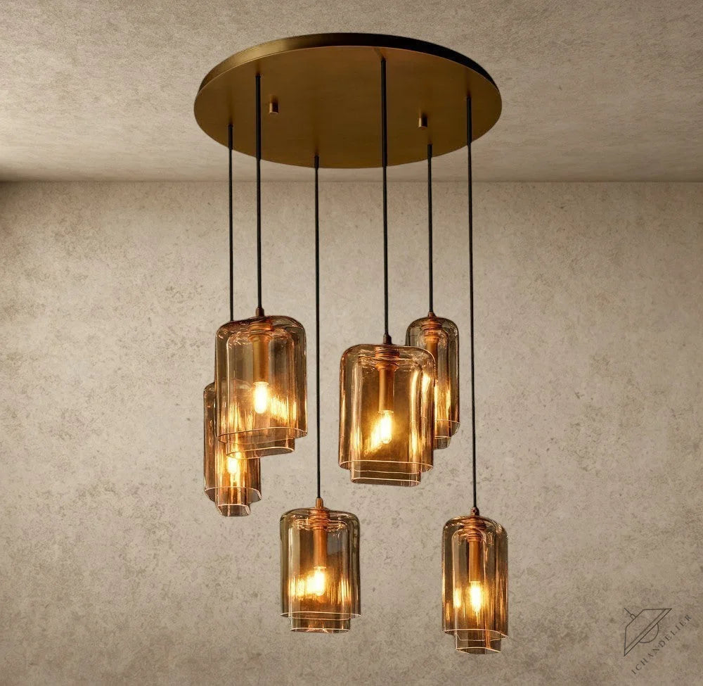 Lacour Amber Glass Cluster Chandelier