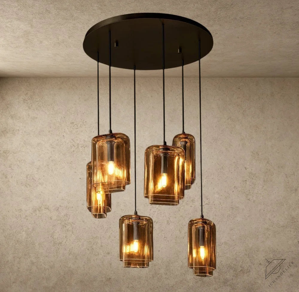 Lacour Amber Glass Cluster Chandelier