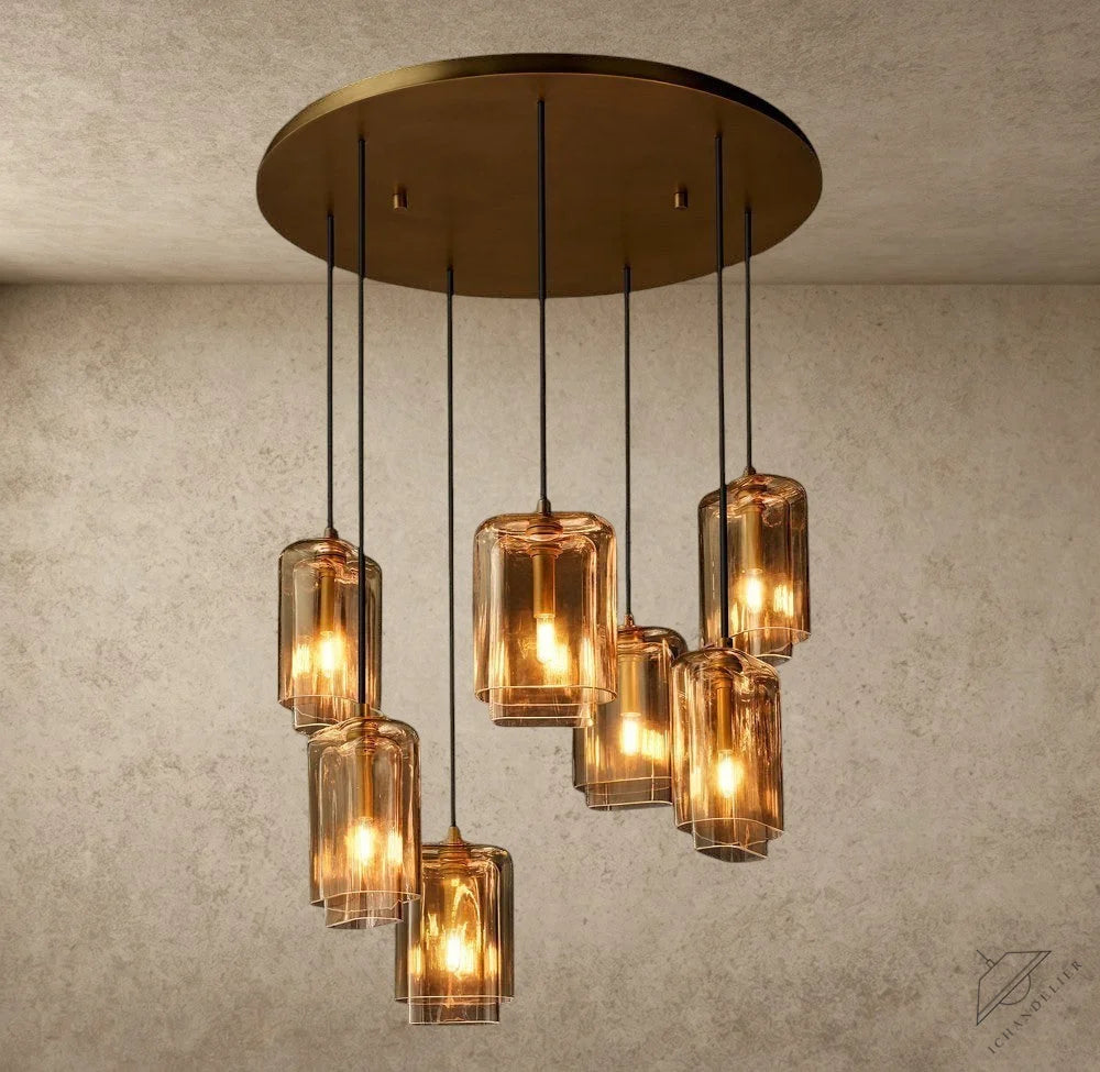 Lacour Amber Glass Cluster Chandelier