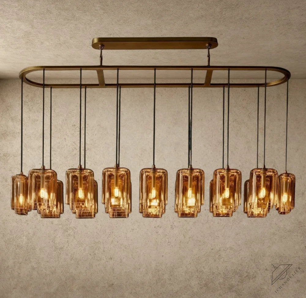 Lacour Amber Glass Rectangular Chandelier