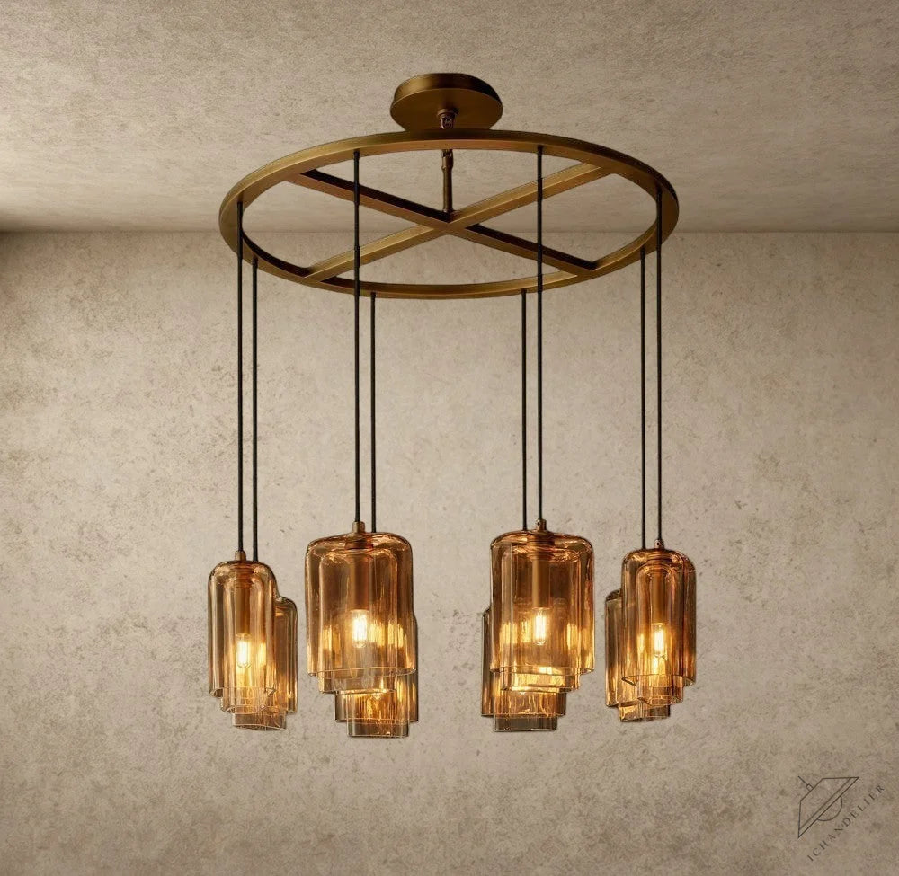Lacour Amber Glass Round Chandelier