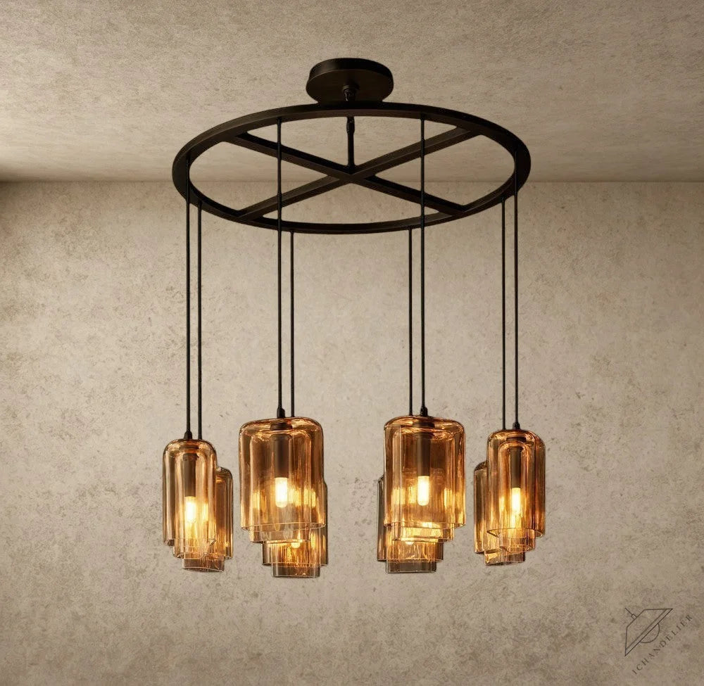 Lacour Amber Glass Round Chandelier