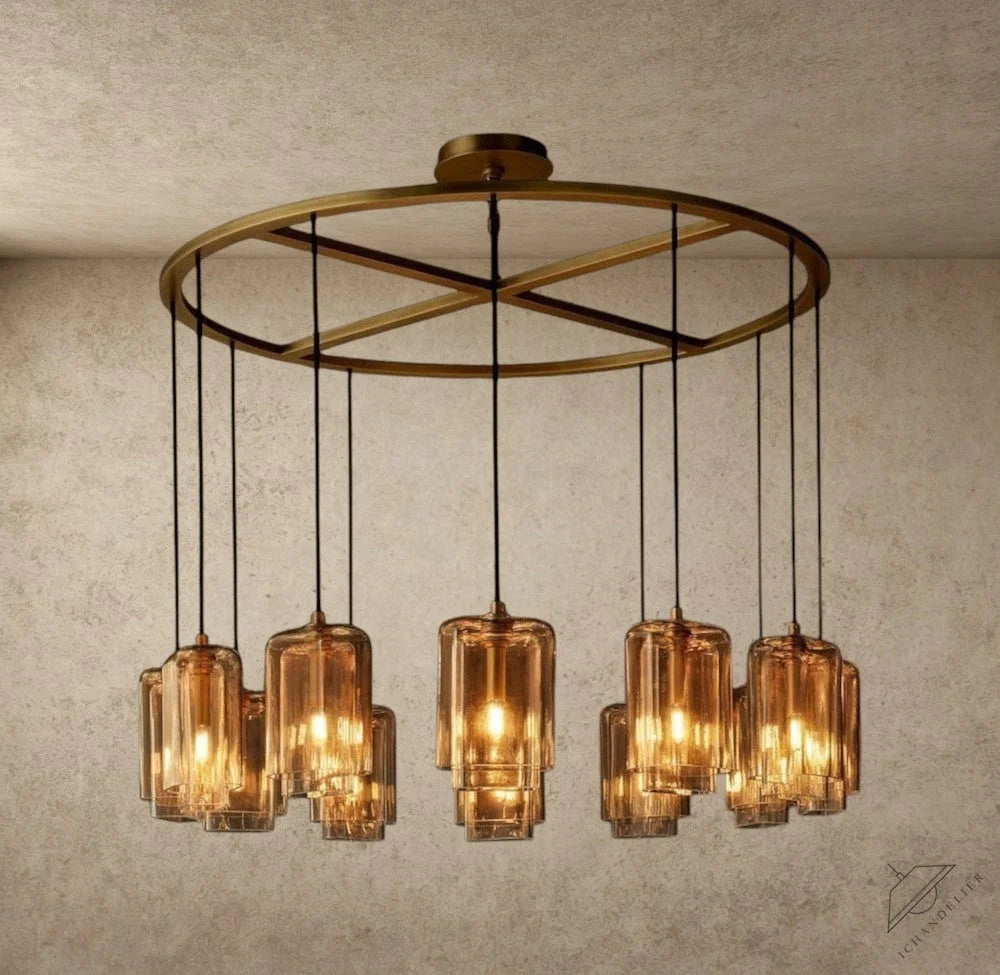 Lacour Amber Glass Round Chandelier