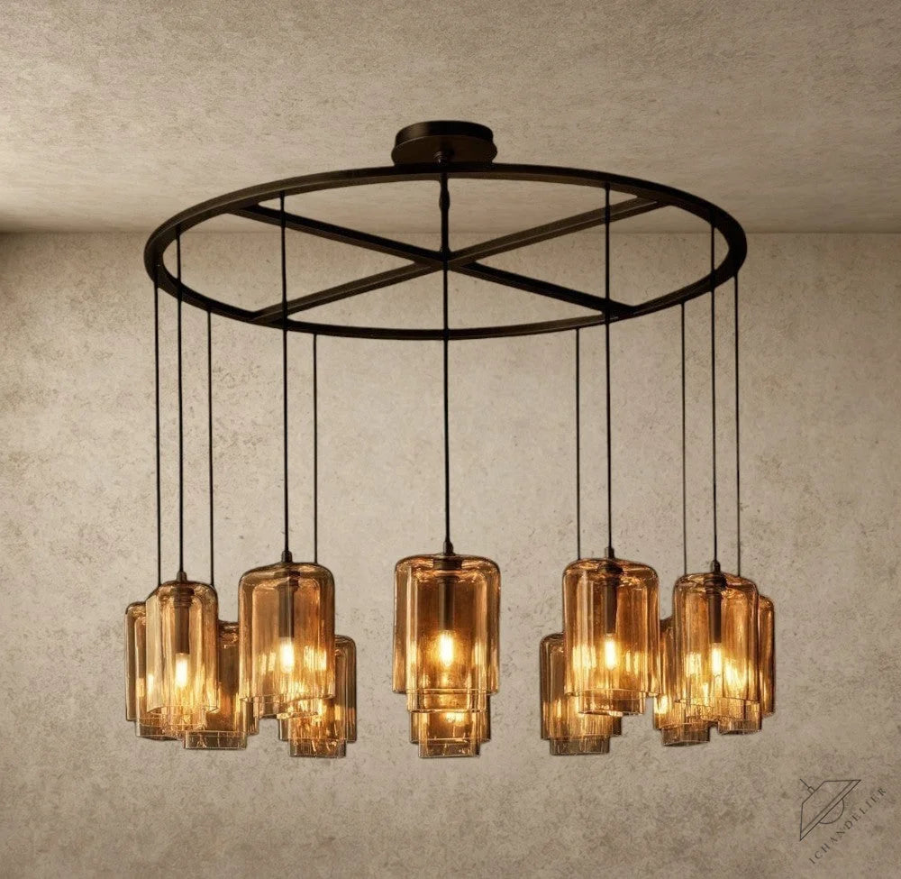 Lacour Amber Glass Round Chandelier