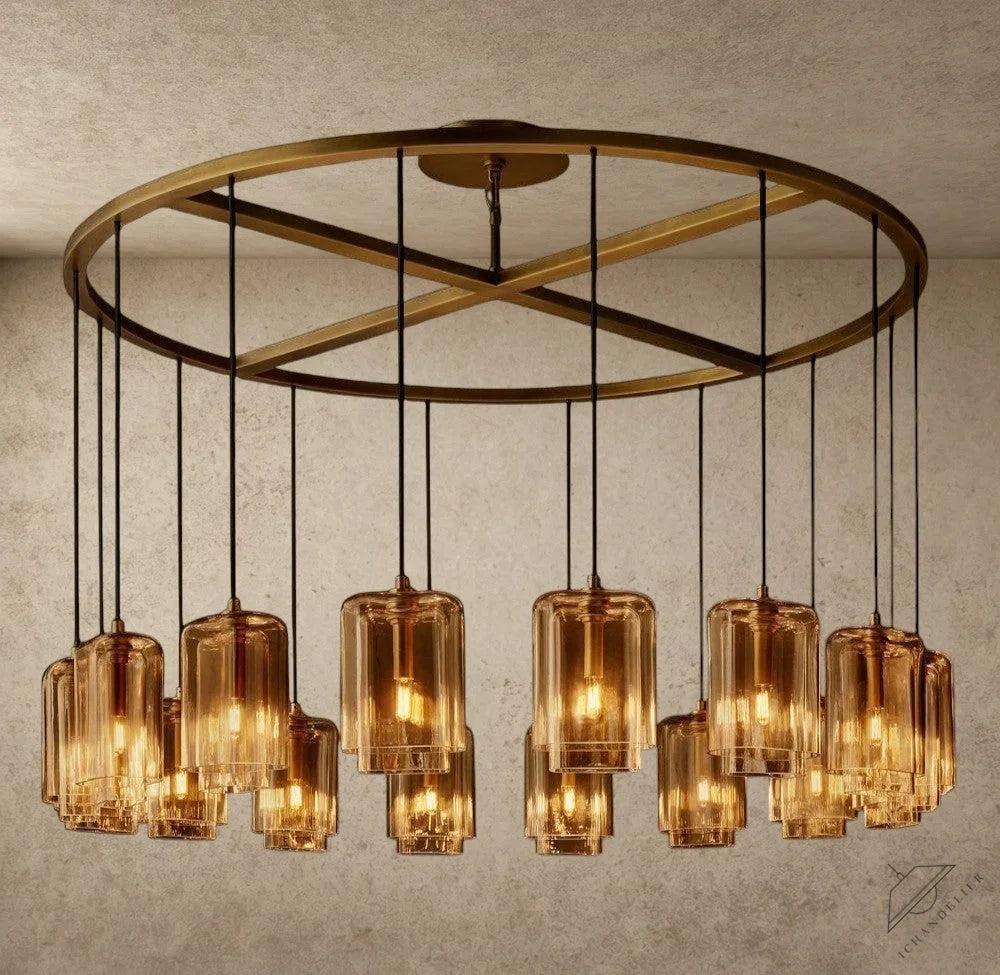 Lacour Amber Glass Round Chandelier