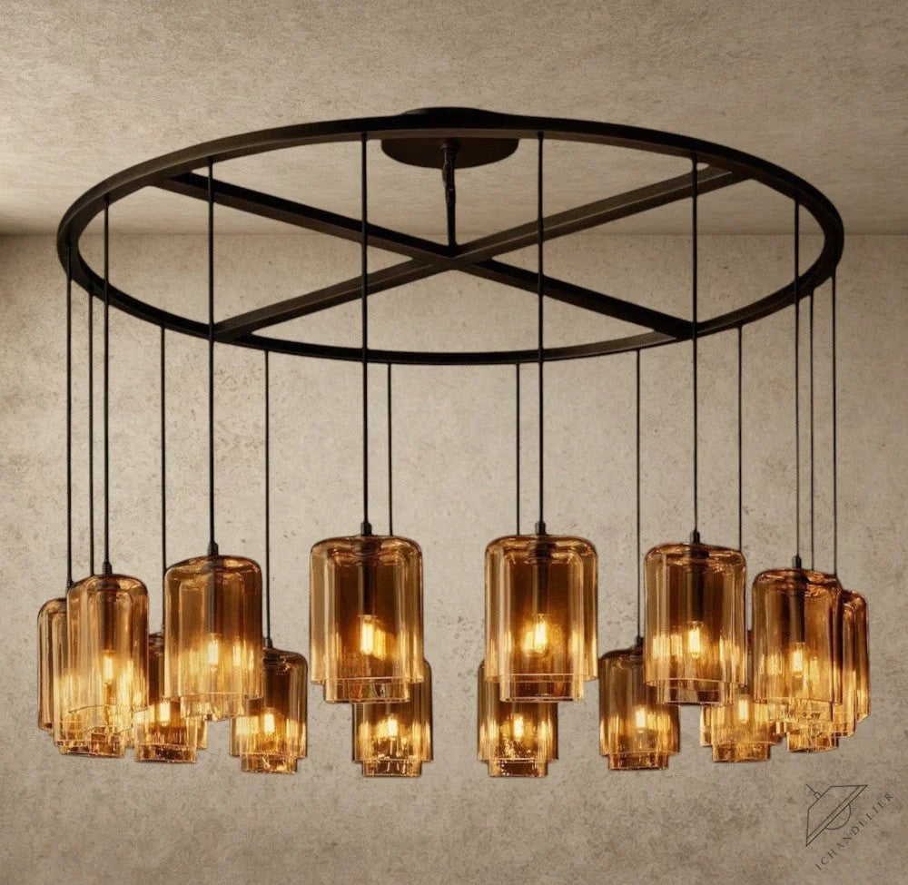 Lacour Amber Glass Round Chandelier