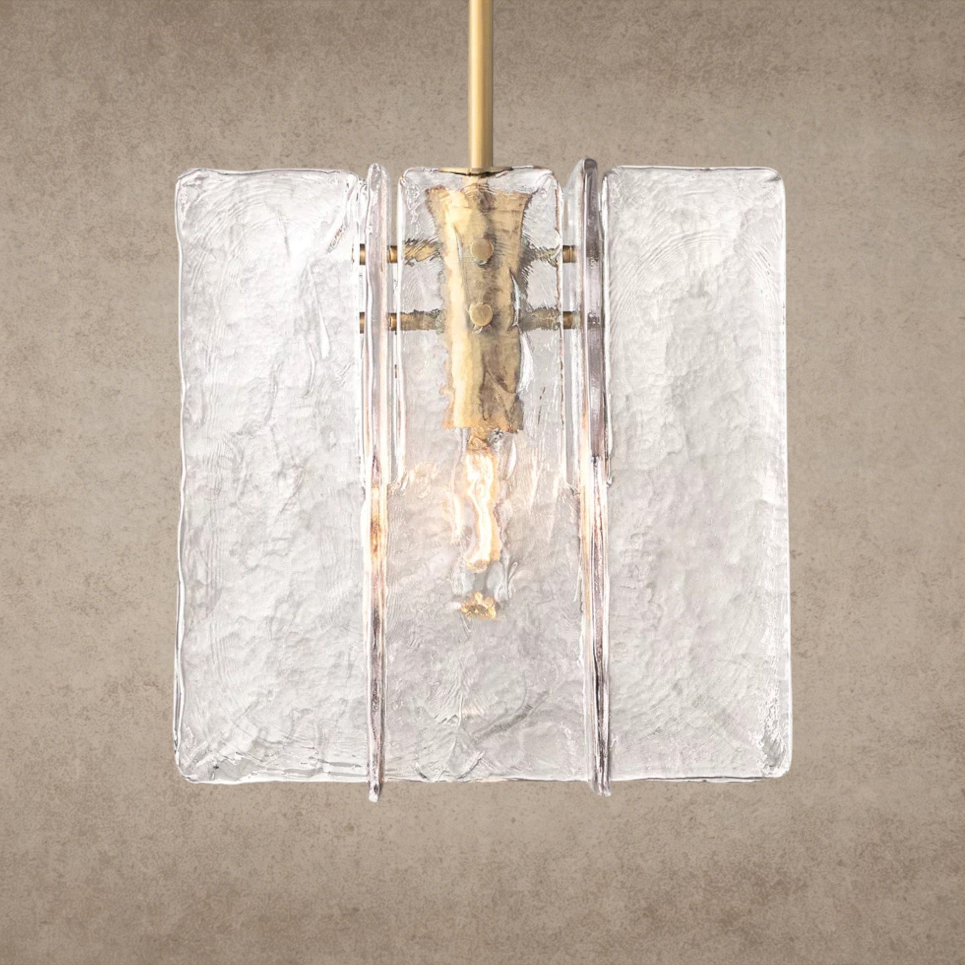 Brass Lattice Clear Glass Pendant