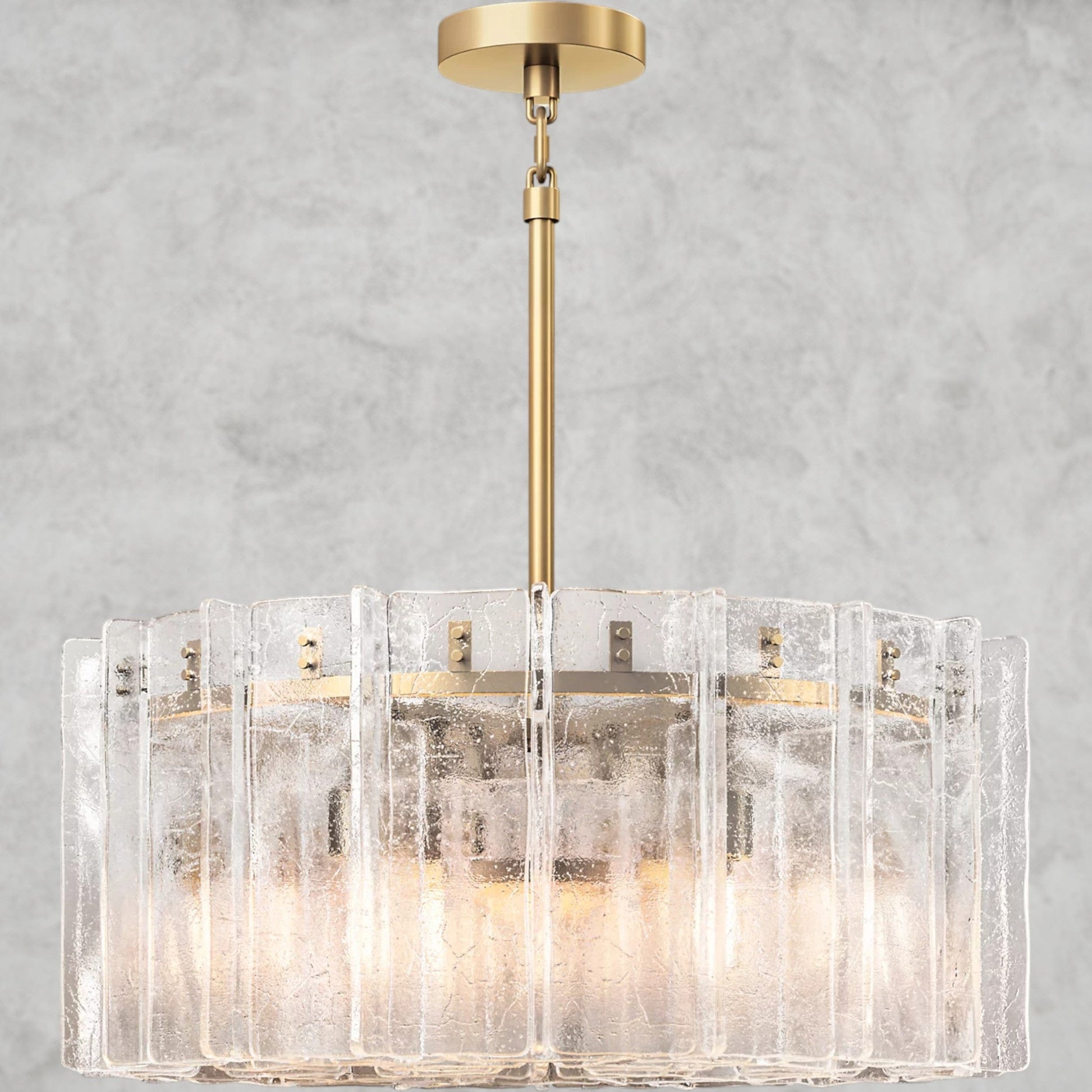 37" / Brass Lattice Clear Glass Round Chandelier 37", 48"